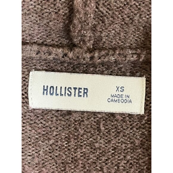 Hollister Hood Sweater XS Brown Neutral Preppy Boho Western Y2K Cozy Comfy 80s - Picture 5 of 9